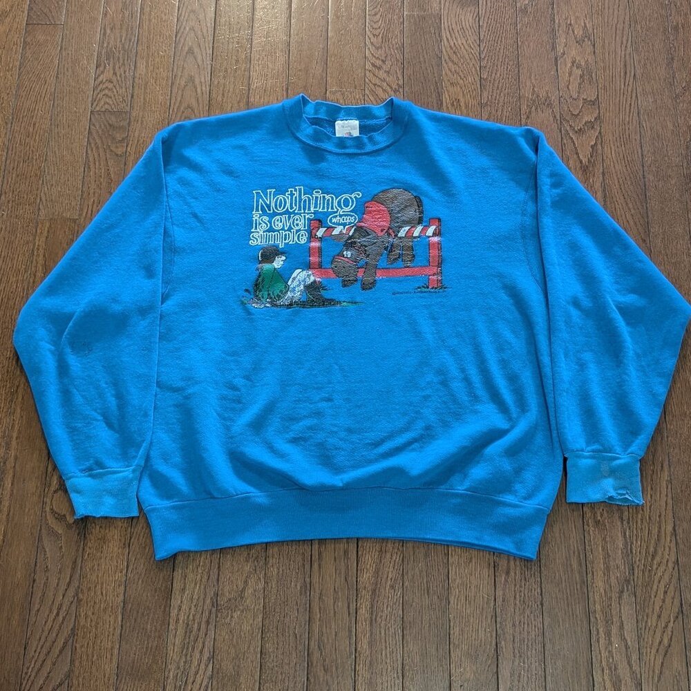 1991 FOTL 'Nothing Is Ever Simple' Horse Jumping Crewneck Made in Canada Size -